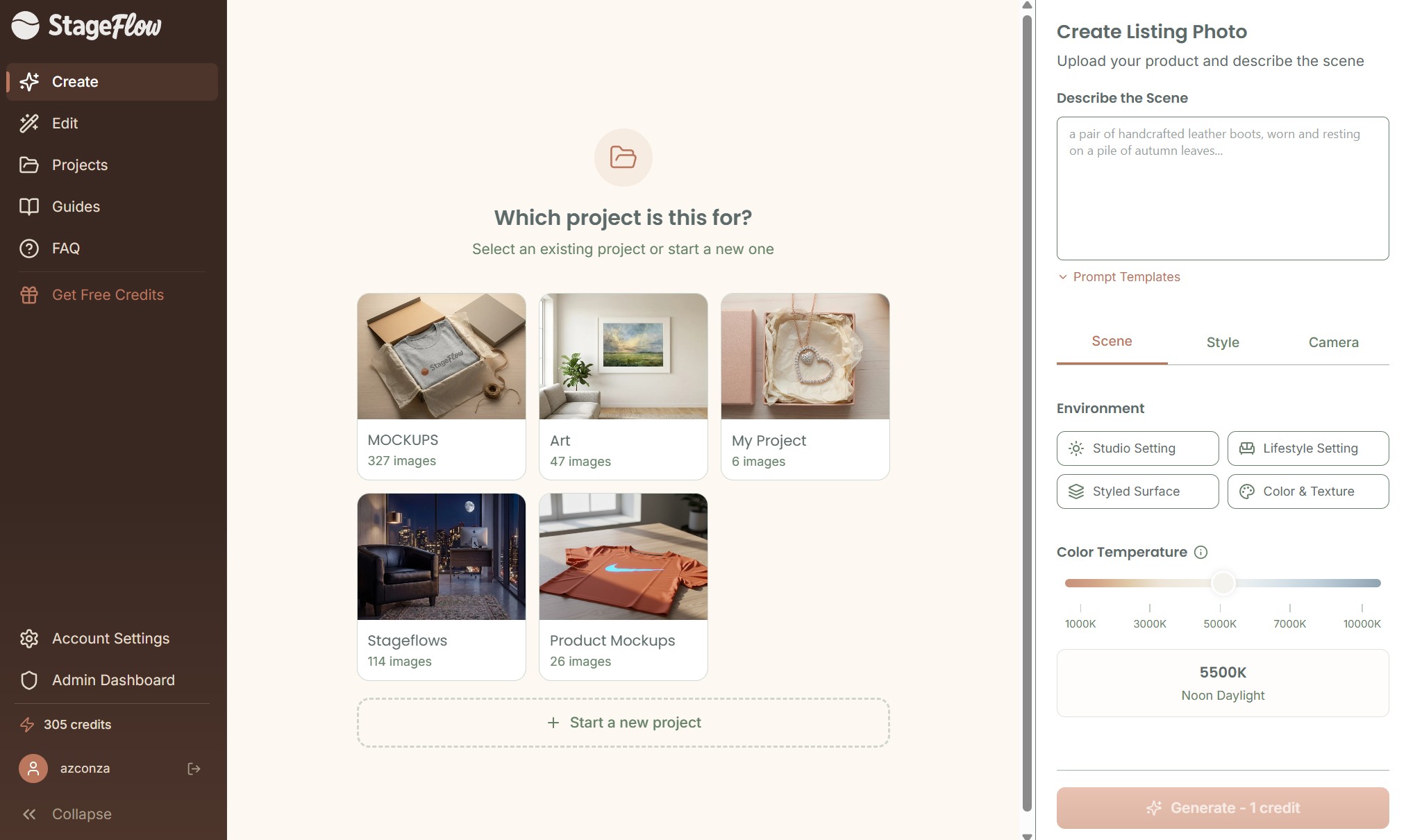 Create flow inside the app